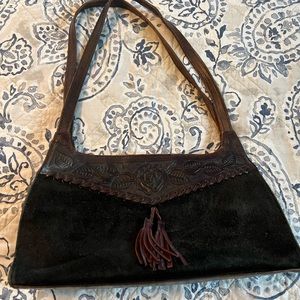 Vintage American West Leather and Black Suede Purse